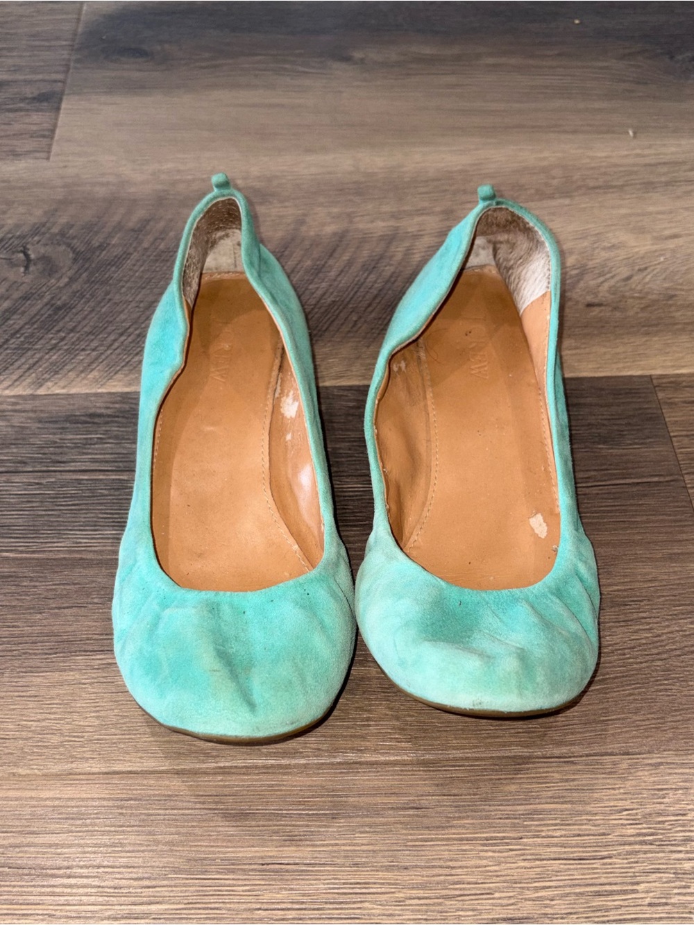 J. Crew Mint Green Suede Ballet Flats